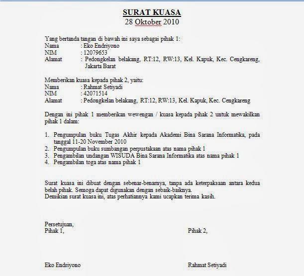 Contoh Surat Kuasa Berbagai Keperluan Yang Baik dan Benar