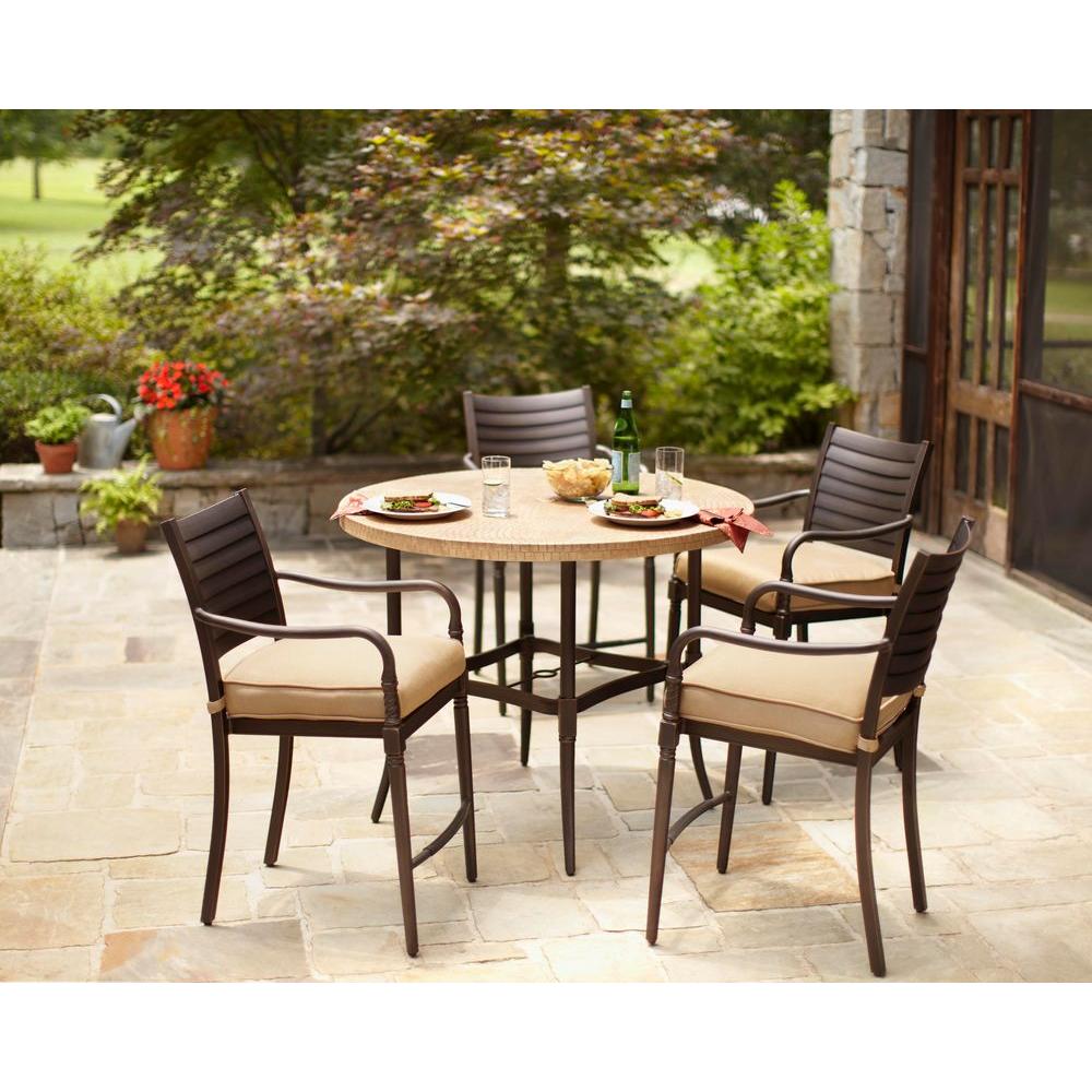 Patio Dining Clearance: Hampton Bay 5pc Patio Dining Set $74, Marwood Accent Patio Table $12 