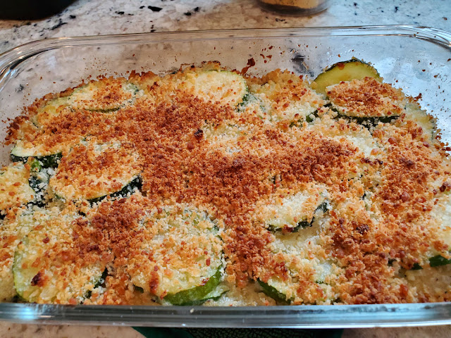 A zucchini casserole side dish.