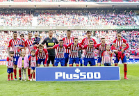 CLUB ATLÉTICO DE MADRID. Temporada 2018-19. José María Giménez, Filipe Luis, Oblak, Rodrigo, Savic y Morata; Griezmann, Lemar, Santiago Arias, Koke y Saúl. CLUB ATLÉTICO DE MADRID 2 (Morata, Saúl) VILLARREAL C. F. 0. 24/02/2019. Campeonato de Liga de 1ª División, jornada 25. Madrid, España, estadio Wanda-Metropolitano.