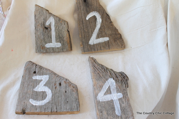 barn wood wedding reception table numbers