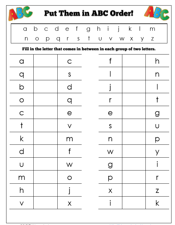 ABC Order Practice w/Letters | TJ Homeschooling