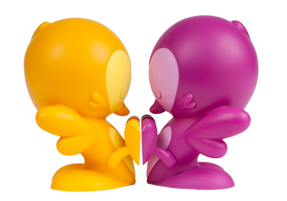 Kidrobot Orange Purple Colorway Lovebirds Vinyl Figures by Kronk