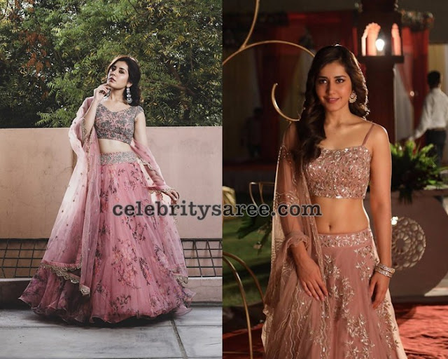 Raashi Khanna Baby Pink Floral Lehenga