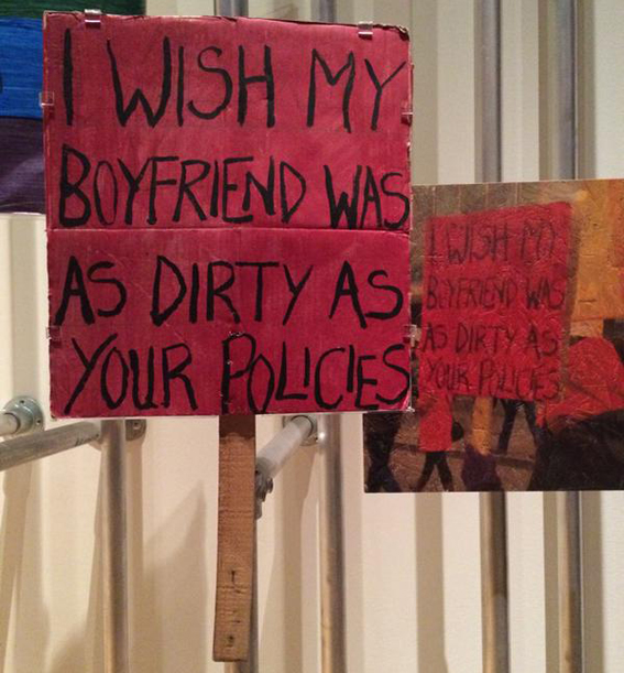 'I Wish My Boyfriend...' placard from Disobedient Objects at the V&A