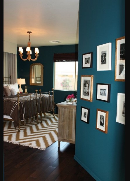 Teal Color House Interior Design with best brown paint color hardwood