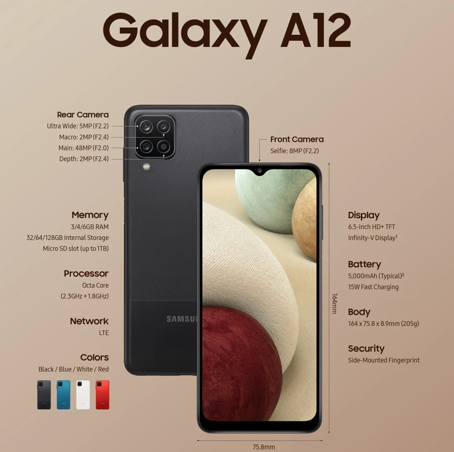 Samsung Galaxy A12 disponibile in Italia a 200 euro