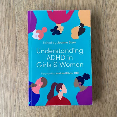 Front cover of book, green with basic images of 6 different girls around outside and title text understanding adhd in girls & women