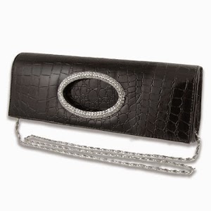 Crocodile Pattern Faux Leather Evening Handbag Black for Woman