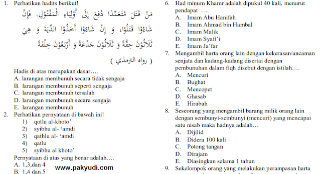 Download Soal UKK Kelas 11 fiqih + Jawaban Kurikulum 2013