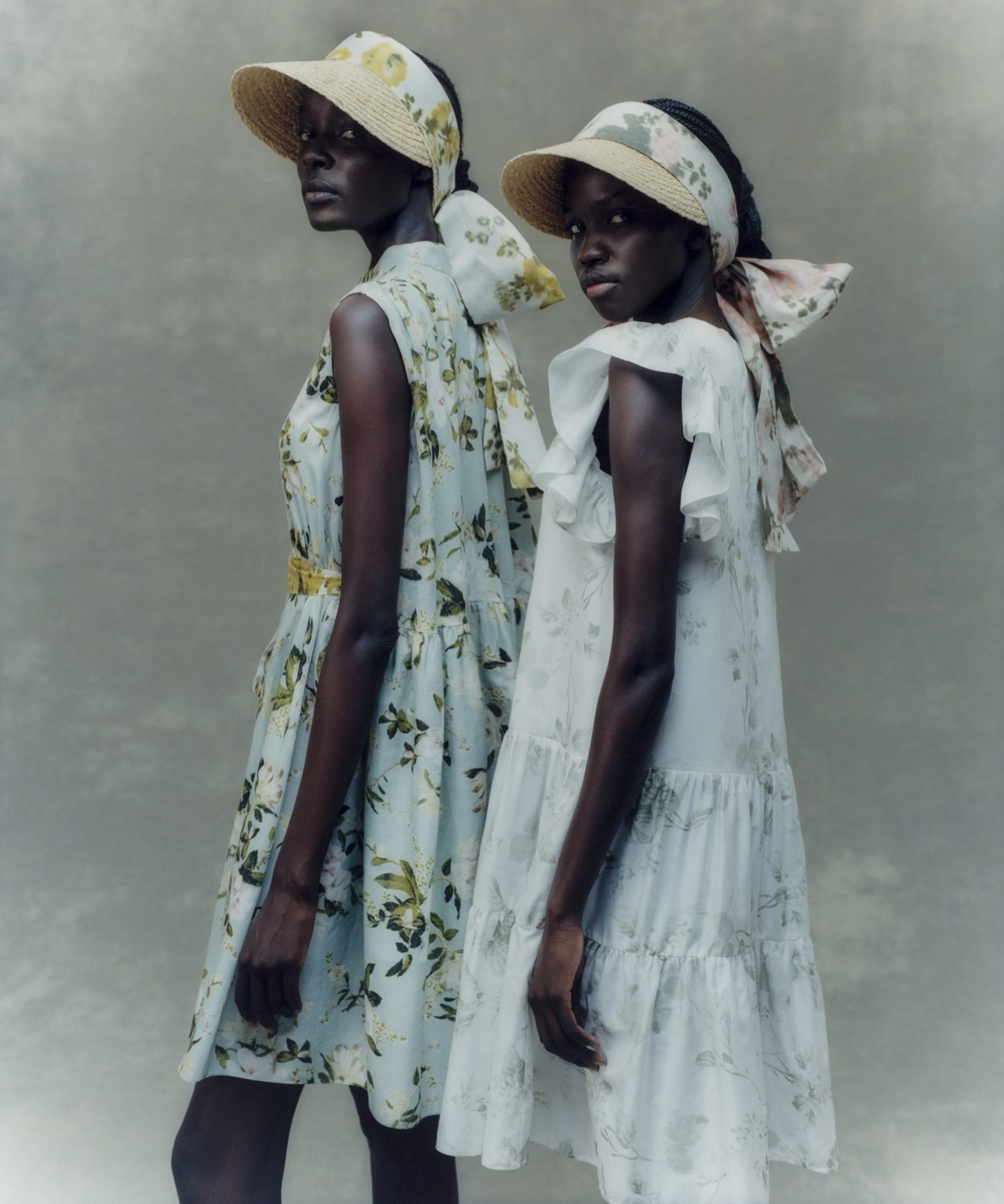 Erdem Vacation Collection lookbook 2023 featuring Models Anok Marial, Ayuol Manyok.