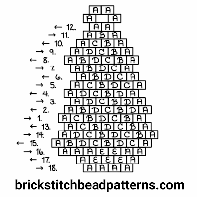 Click for a larger image of the Red Garland Christmas Tree brick stitch bead pattern word chart.