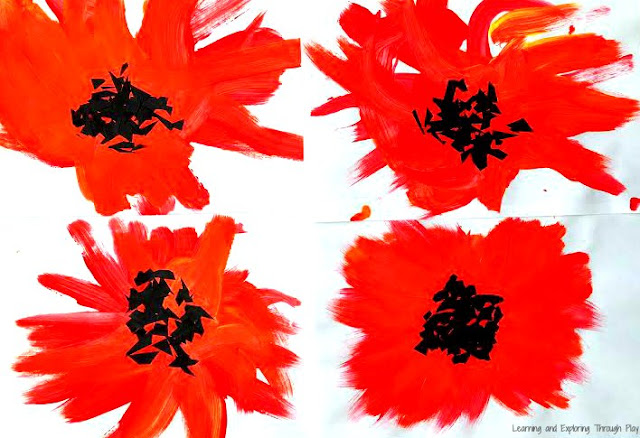 Georgia O'Keeffe Inspired Poppies Remembrance day Activities for Toddlers and Preschoolers