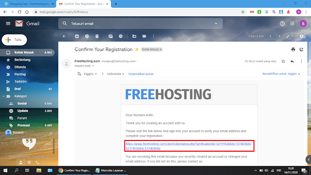 Mencoba Layanan Hosting Gratis di FreeHosting