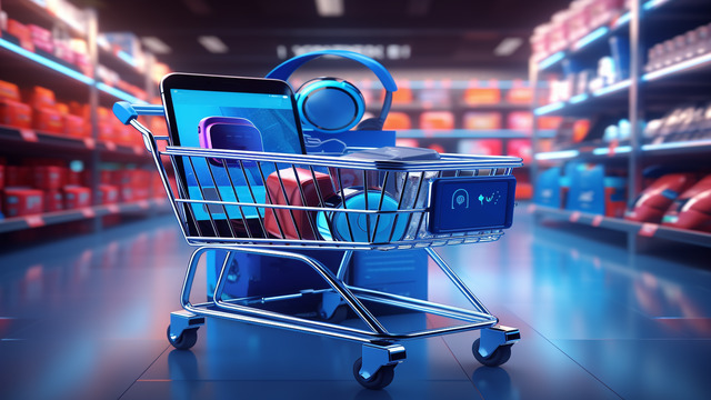 shopping cart with several products inside