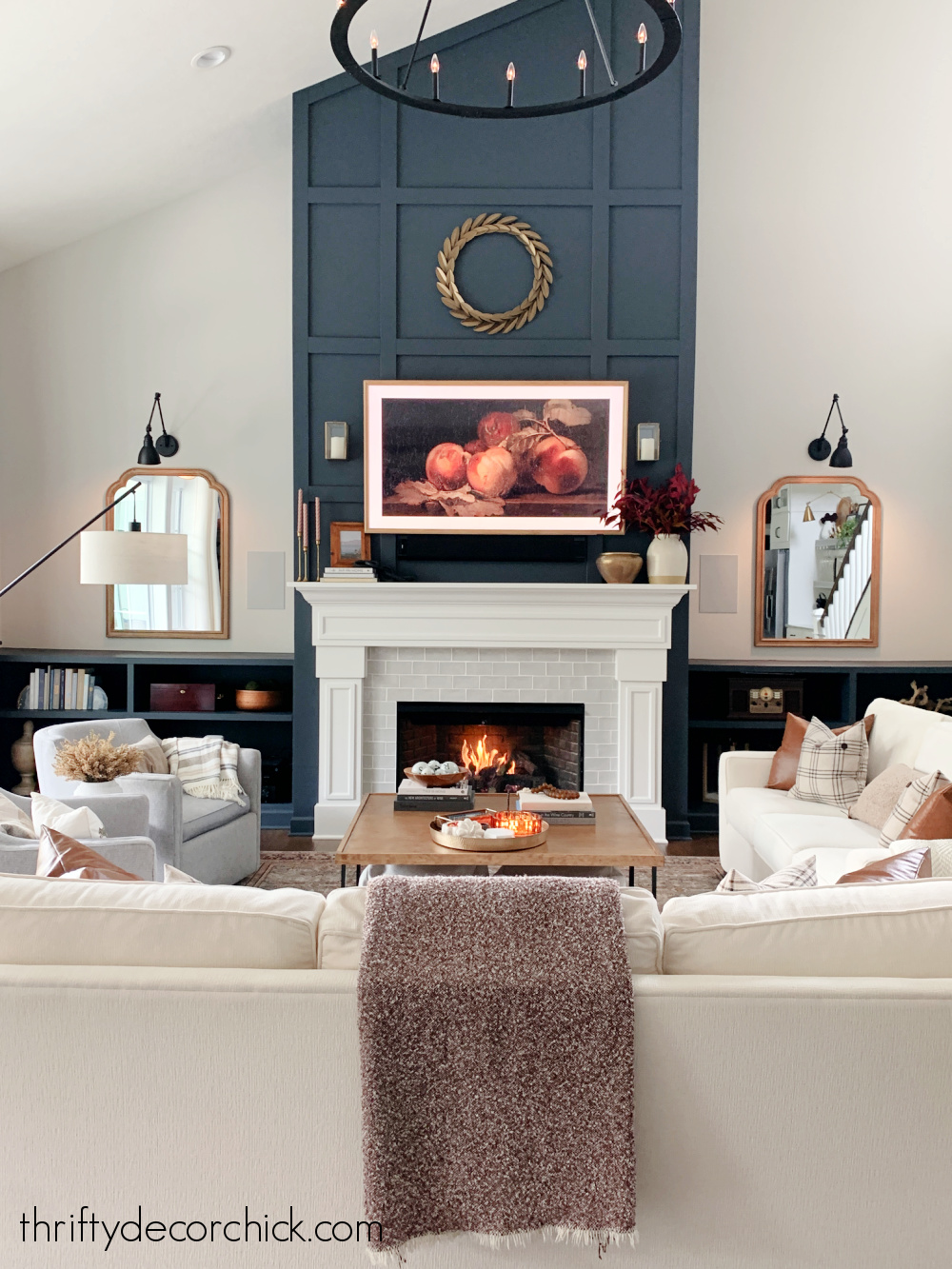family room layout tall fireplace