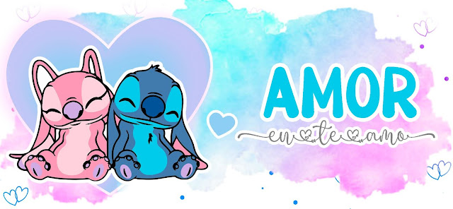 Arte para caneca Stitch e Angel dia dos namorados