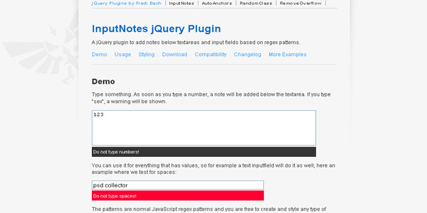 InputNotes jQuery Plugin