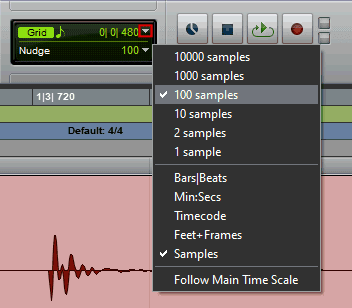 Setting the nudge value in Avid Pro Tools