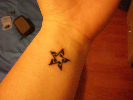 The first of my Star Wrist Tattoos is this cool tattoo design on that little