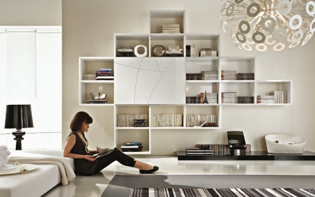 Wall mounted shelving systems: wall bookcases model by Mobilgam