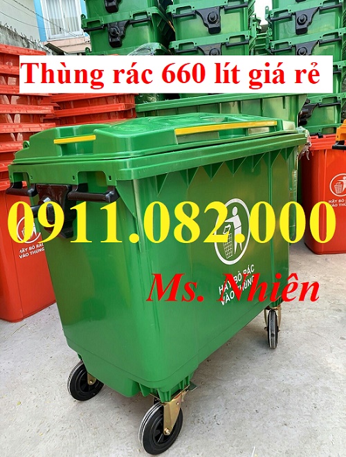 Thung rac chuyen si gia re Thung rac 120l 240l 660l mau xanh cam vang lh 0911082000