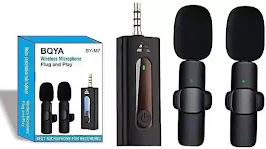 Boya 2.4 ghz Omnidirectional Wireless Microphone System with 2 Transmitters & a Receiver for Android/Type-C Devices. 50 Meter Range. for Vlog, Social Media, YouTube Content with Rechargeable Battery.