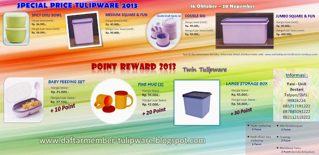 Special Price & Point Reward Twin Tulipware | 16 Oktober - 30 Nopember 2013 