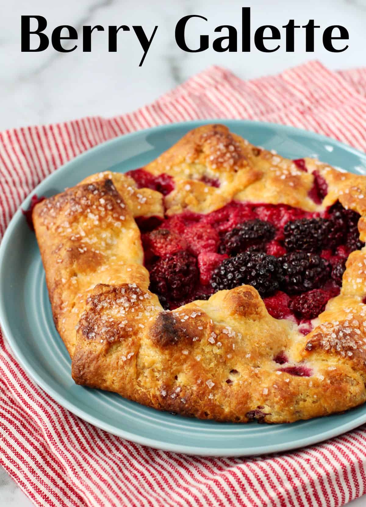 Berry galette on a plate.