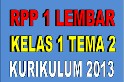 RPP 1 Lembar Kelas 1 Tema 2 Kurikulum 2013 Semester 1 Revisi 2020