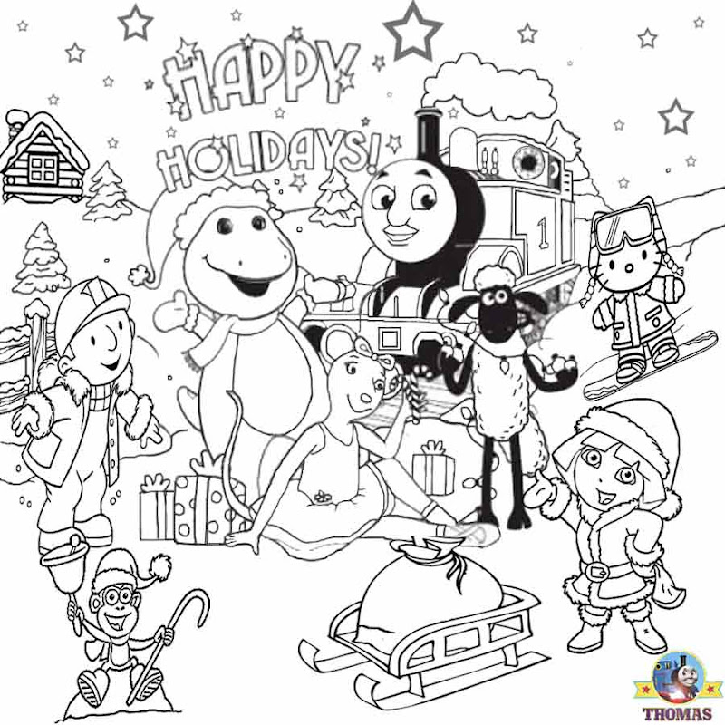  Thomas Train free printable Christmas coloring pages to color in title=