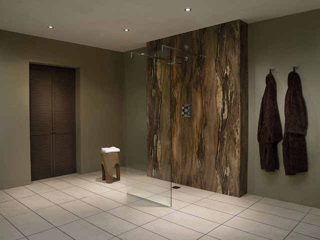 Bushboard, Nuance range, bathroom, waterproof panels, bathroom surfaces, upstands, laminate and solid surfacing, granite, marble, Gallery Showroom, Lisa Melvin Design