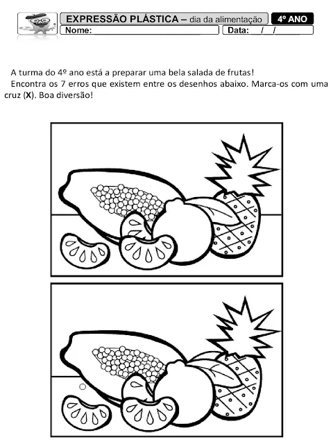 ATIVIDADES ALIMENTAÇÃO SAUDÁVEL 4 ANO