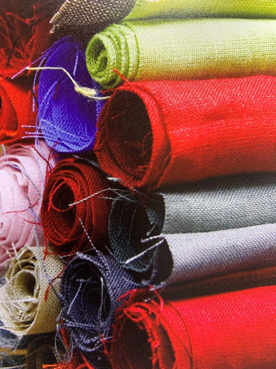 colorful fabric rolls