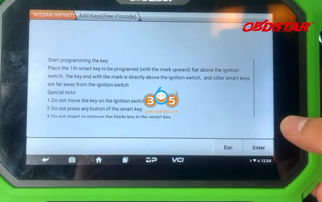 program Nissan Sylphy Sentra key by OBDSTAR 19