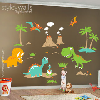 Wandgestaltung Kinderzimmer Dinosaurier