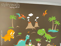 Wandgestaltung Kinderzimmer Dinosaurier