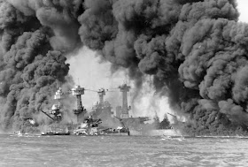 American battleships burning, 1941