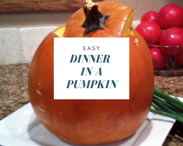 Looking for a creative way to serve dinner? Check out this recipe for dinner in a pumpkin!