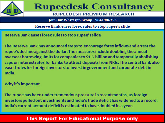 Reserve Bank eases forex rules to stop rupee’s slide - Rupeedesk Reports - 07.07.2022