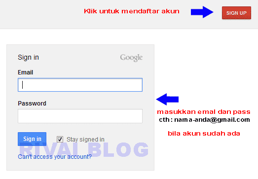 sign up to akun google