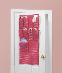 11 pocket pink dotted over door organizer
