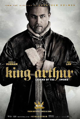 King Arthur: Legend of the Sword movie poster showing Charlie Hunnan as Arthur holding a sword