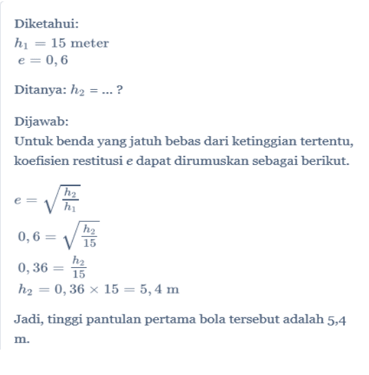 Pembahasan soal No. 3 Koefisien restitusi