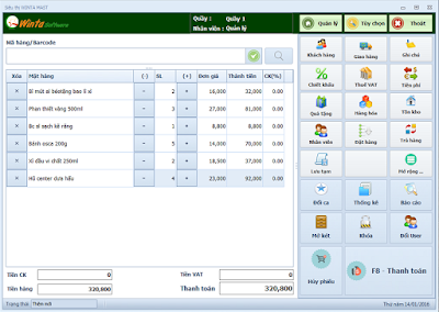 Giao diện POS của phần mềm bán hàng miễn phí
