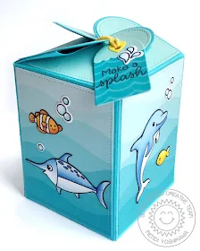 Sunny Studio Stamps: Best Fishes Dolphin & Swordfish Gift Box & Tag (using Wrap Around Box Die)