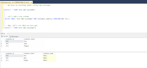 How to add columns into existing table in SQL Server with example