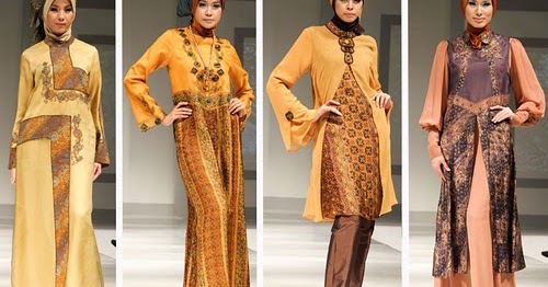 Gambar Model Kebaya Muslim Modern 2019 Warna Coklat Krem 