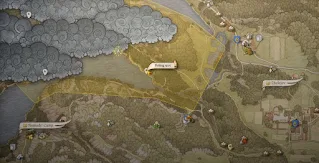 KCD2, Axe from the Lake Quest, quest objective location marked with an A