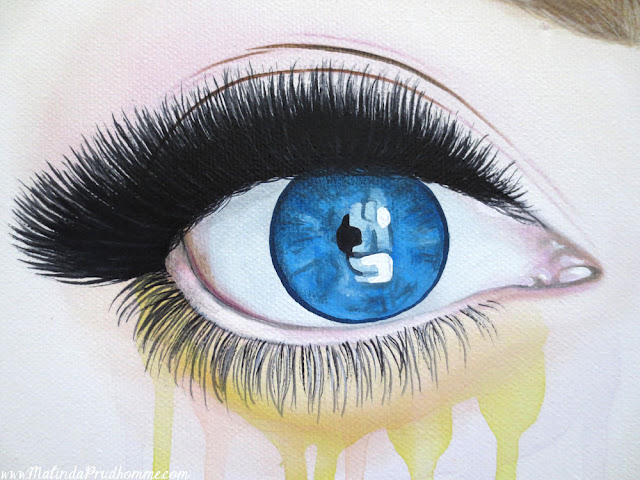 Eyes, Eye Painting, Blue Eyes, Eye Art, Portrait, Portrait Artist, Malinda Prudhomme, Toronto, Toronto Artist, Chelsea Collinson, Eye Lashes, Beauty Art, Beauty, Malinda Prudhomme, Original Artwork, Mixed Media Art